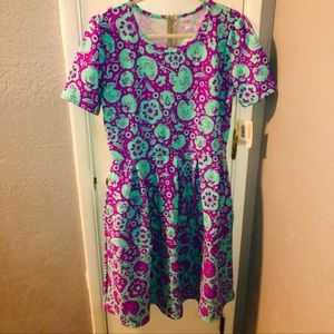 LULAROE Amelia Flower Print Dress Sz XL NWT